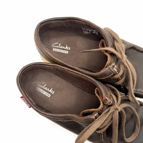 Clarks Wallabee Beeswax Shoes Brown Unixes Size 5 US Chukka EUC